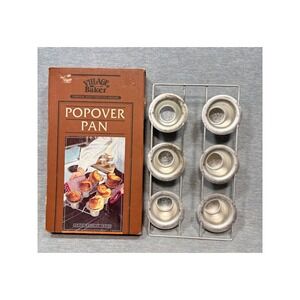 Village Baker Commercial Weight Tinned Steel 6 Cup Popover Pan Vintage Bakeware